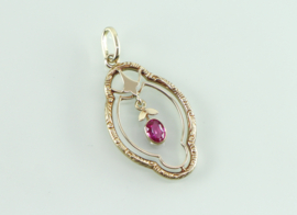 Gouden hanger roze saffier Hermann Siersbøl Denemarken
