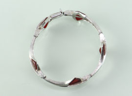Zilveren armband palmbladeren met carneool