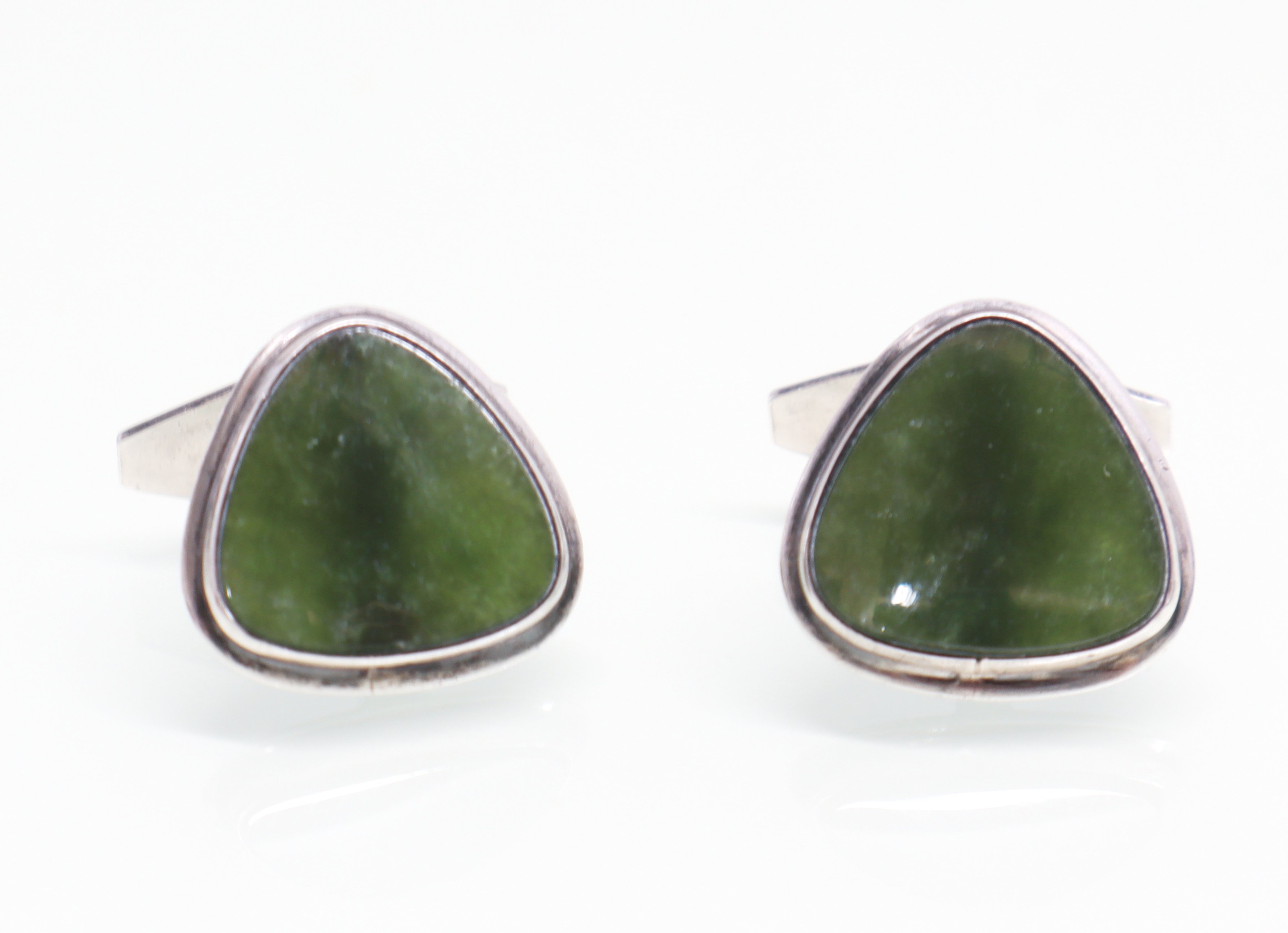 Art Deco zilveren manchetknopen met jade