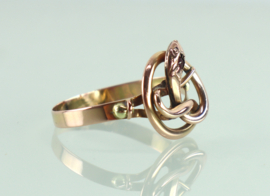 Antieke Franse gouden ring slang met granaat
