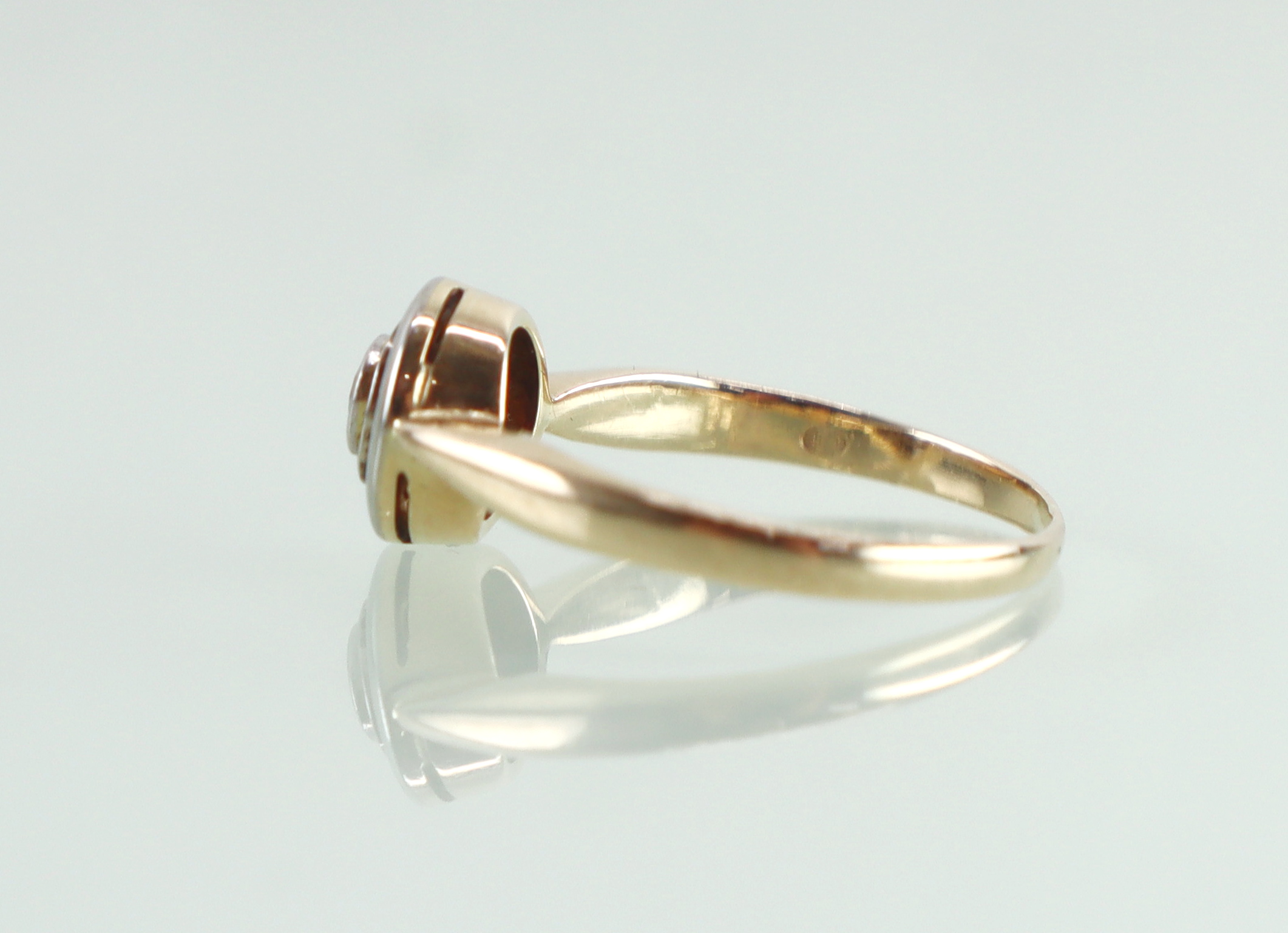 Antieke gouden target ring diamant Art Deco