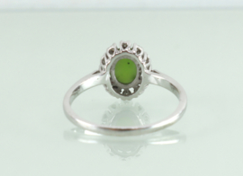 Witgouden karaat ring cabochon jade en diamant
