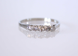 Vintage 14 kt witgouden ring met 5  briljanten