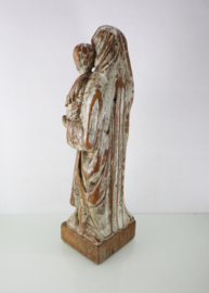 Antiek houten Mariabeeld met kind