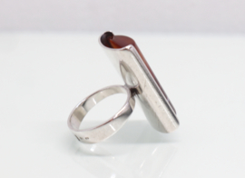 Vintage zilveren ring streep-agaat Finland 1969-1972
