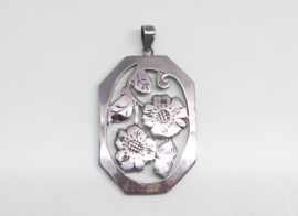 Vintage zilveren hanger bloemen Handarbeit