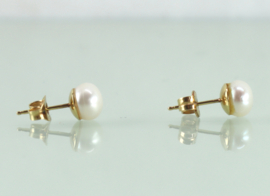 Oorknoppen 18k goud bouton parel 5,8 mm