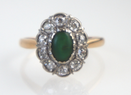 Antieke gouden ring met jade en diamanten, ca. 1920