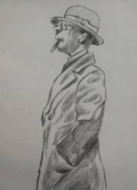Herman Moerkerk (1879-1949) tekening man met sigaar