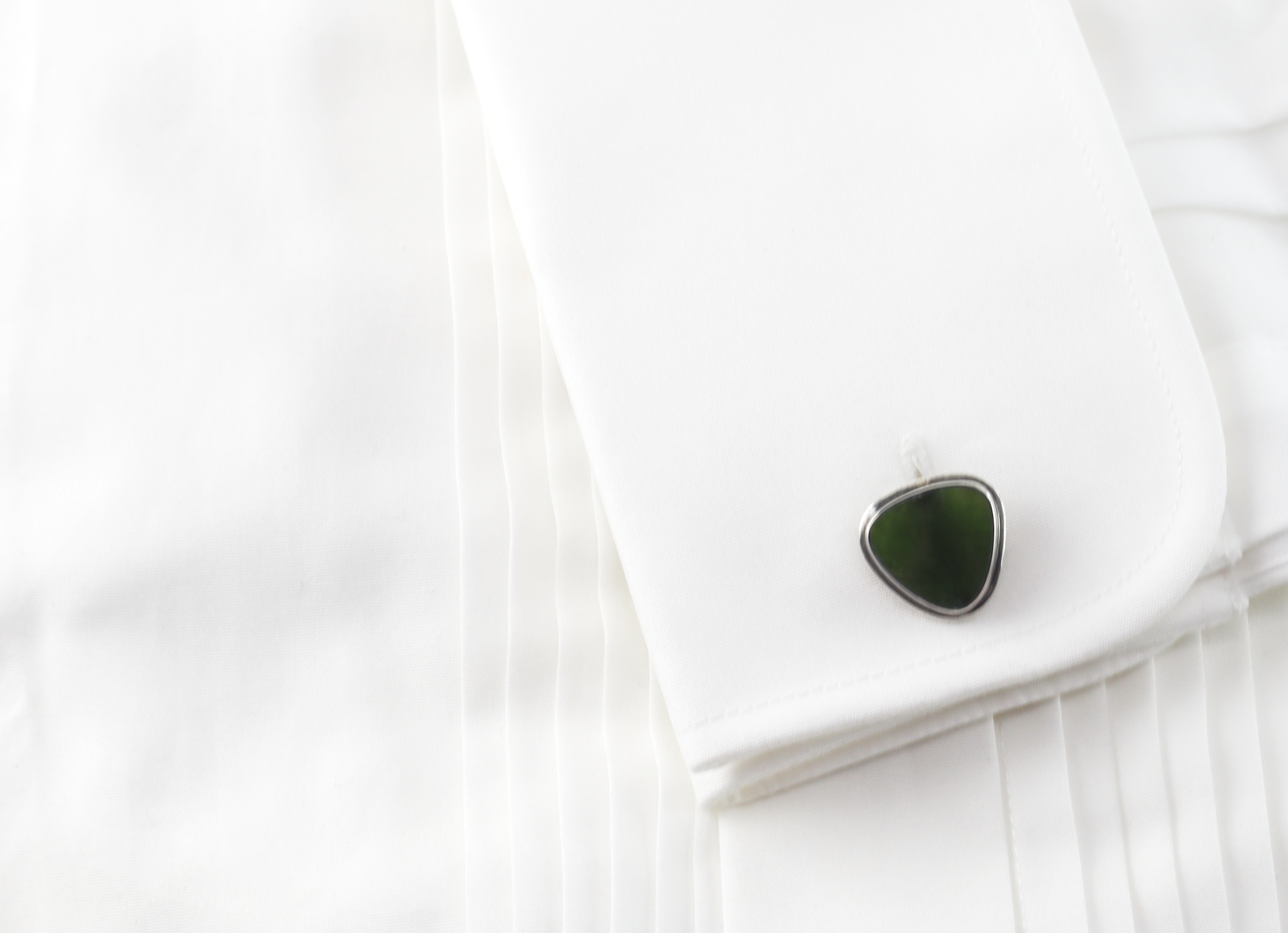 Art Deco zilveren manchetknopen met jade