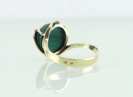 Vintage gouden ring met malachiet
