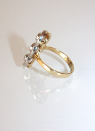 Vintage 14 karaat gouden Princessenring met briljant geslepen diamanten