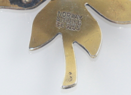 Zilveren broche bloem, Aksel Holmsen, ca. 1950