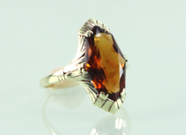 Art Deco gouden ring met citrien