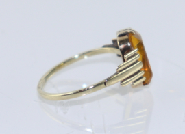 Antieke Art Deco gouden ring met citrien