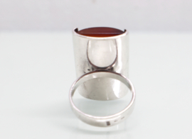 Vintage zilveren ring streep-agaat Finland 1969-1972