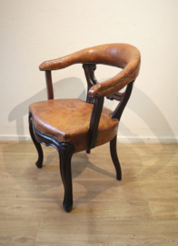 Antieke met leder beklede bureaustoel, 19 eeuw