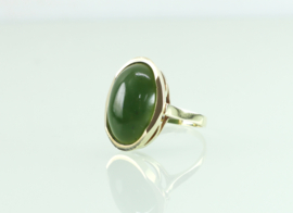 Vintage gouden ring grote ovale jade