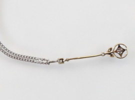 Art Deco gouden hanger diamant aan collier