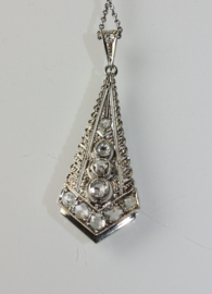 Prachtige witgouden  Art Deco hanger met roosgeslepen diamanten ca. 1910