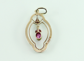 Gouden hanger roze saffier Hermann Siersbøl Denemarken