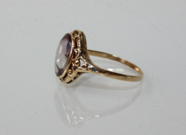 Antieke 14 karaat gouden ring met amethist