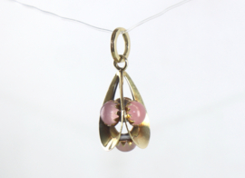 Vintage gouden hanger met rozenkwarts