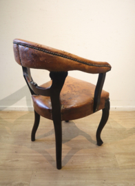Antieke met leder beklede bureaustoel, 19 eeuw