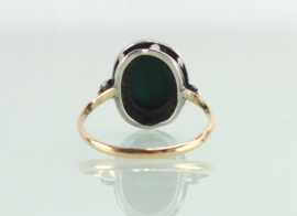 Antieke Franse ring malachiet met markasiet