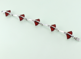 Zilveren armband palmbladeren met carneool