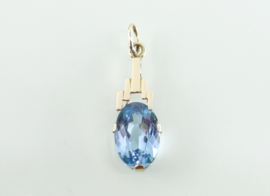 Art Deco gouden hanger blauwe spinel