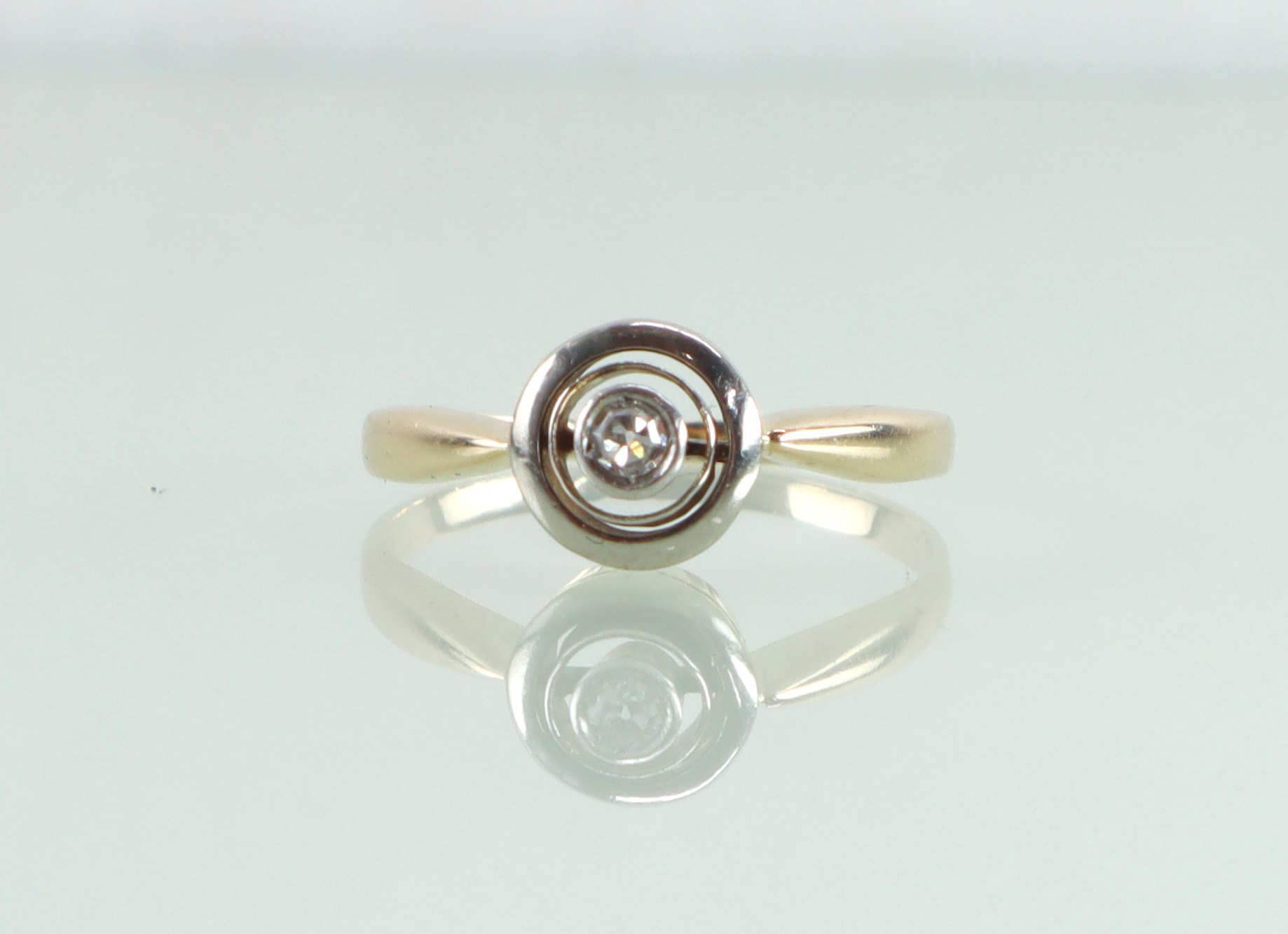 Antieke gouden target ring diamant Art Deco