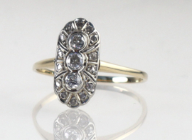 Art Deco gouden ring oudslijpsel diamanten, ca. 1910