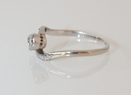 Art Deco witgouden met platina ring met diamanten