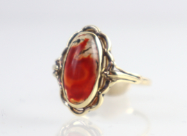 Vintage gouden ring met mosagaat