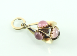 Vintage gouden hanger met rozenkwarts