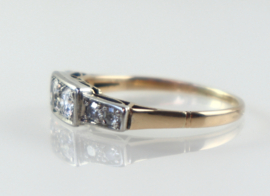 Antieke gouden ring met zes diamanten, Art Deco