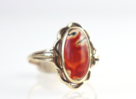 Vintage gouden ring met mosagaat