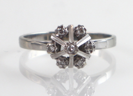 Vintage witgouden ring entouragering met diamant