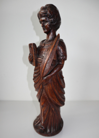 Antiek eikenhout gesneden heiligenbeeld