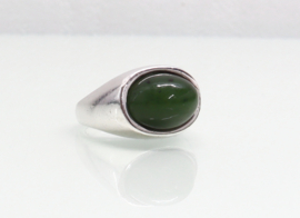Vintage zilveren ring ovale jade Franz Scheurle