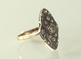 Art Deco gouden ring met oudslijpsel diamanten, ca. 1910