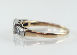 Antieke gouden ring met zes diamanten, Art Deco
