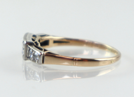 Antieke gouden ring met zes diamanten, Art Deco