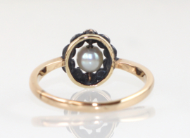 Antieke gouden ring parel roosdiamant