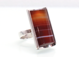 Vintage zilveren ring streep-agaat Finland 1969-1972