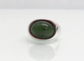 Vintage zilveren ring ovale jade Franz Scheurle
