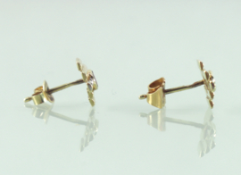 Antieke Art Deco gouden oorknoppen robijn diamant