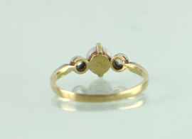 Antieke gouden Art Deco ring parel roosdiamant
