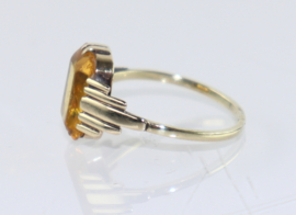 Antieke Art Deco gouden ring met citrien